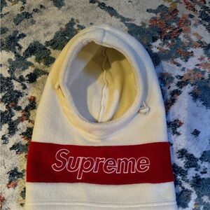 Supreme White and Red Hooded Sweatshirt